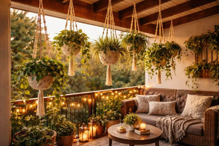 Hang Plants from Above to Add Depth outdoor balcony ideas