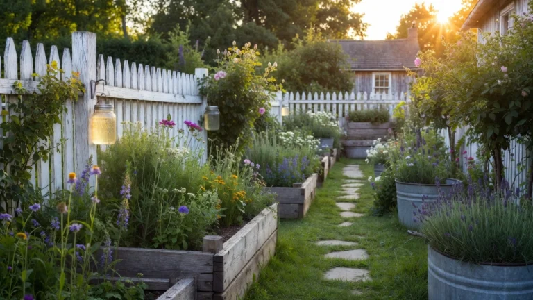 rustic farmhouse garden decor idea