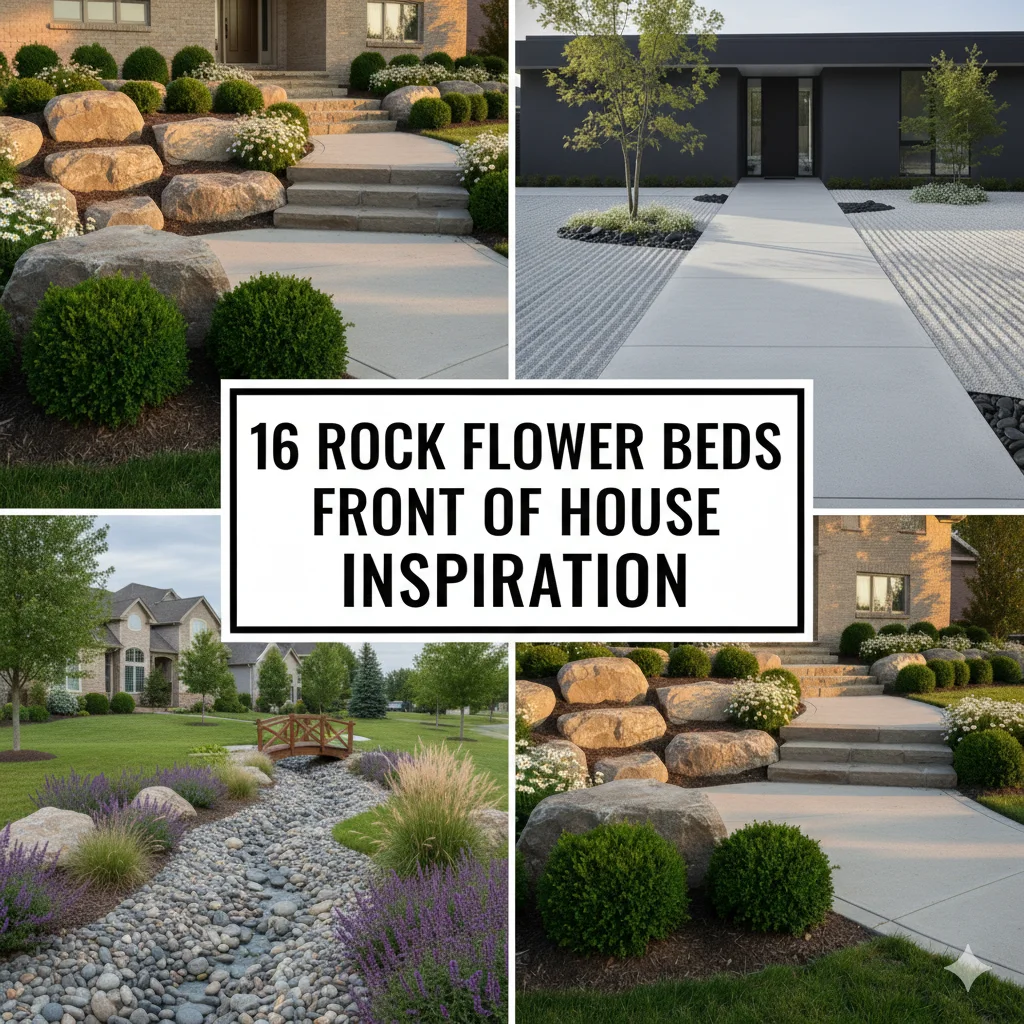 16 Rock Flower Beds in Front of House Inspiration
